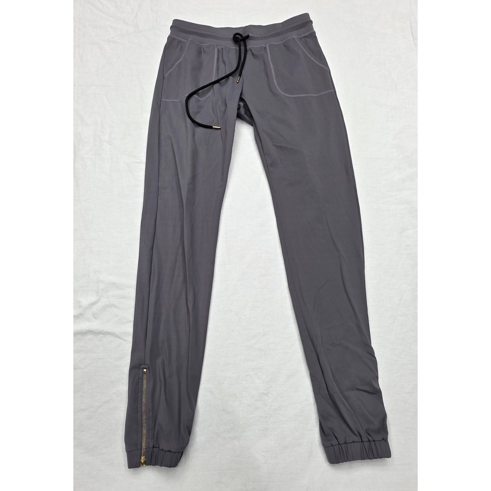 Zyia Active Gray Unwind Joggers Gold Zip Ankle Women's Small Gray Athletic Pants
